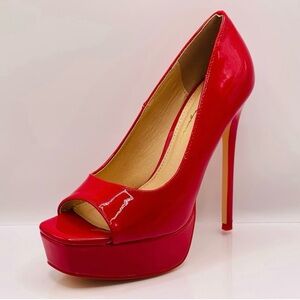 Elegant Red Peep-Toe Stiletto Heels